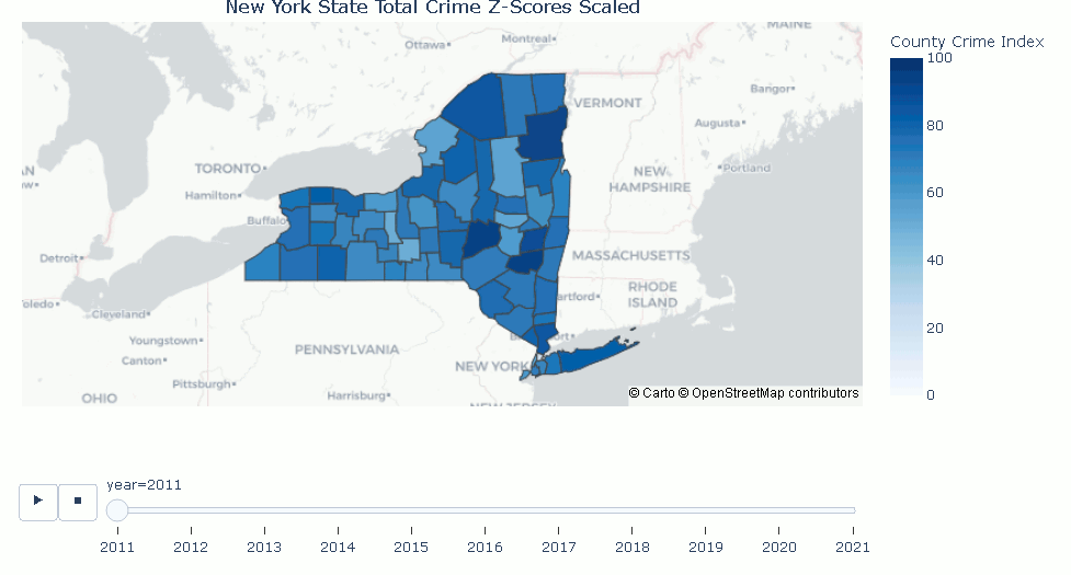Animated GIF of County Crime Scores between 2011 and 2021